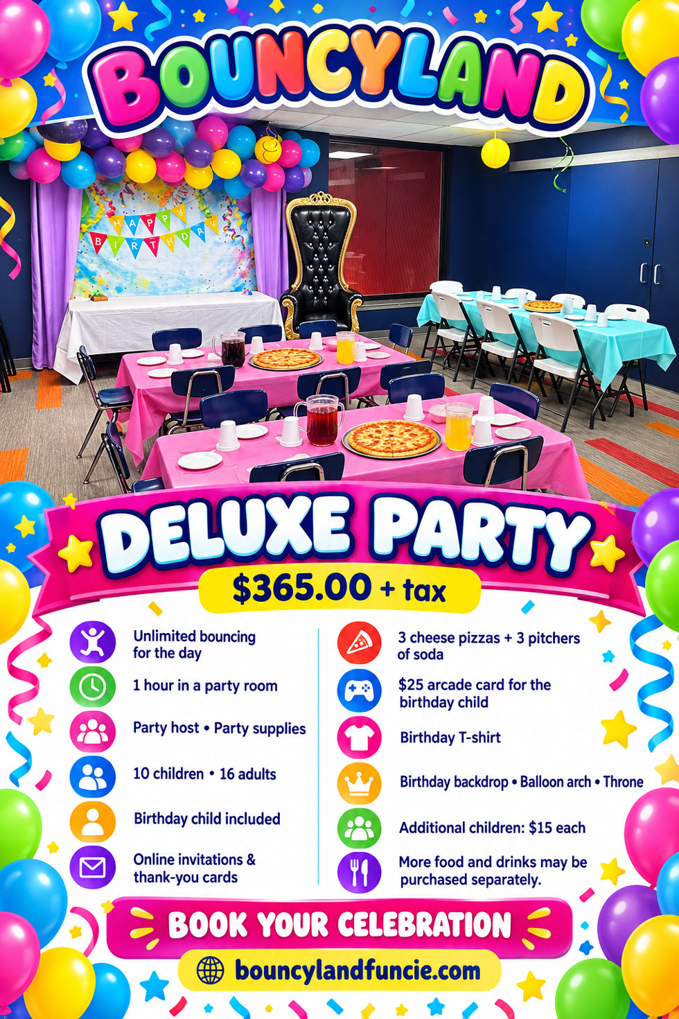 Bouncyland is a Family Activity Entertainment Center For Kids & Children in Muncie, Indiana! Features 15 bounce houses, toddler zone play area, arcade, birthday party hosting, My Plushy Pals where you can create your own stuffed animal, and concessions & dining! There's so many fun things for kids & children to do at Bouncyland in Muncie!