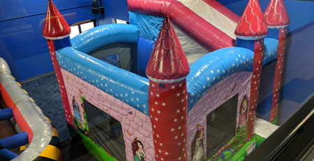 pink castle bounce house