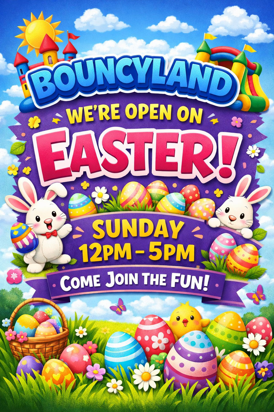 Bouncyland open easter 2026 sunday 12 to 5