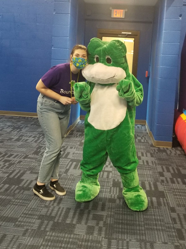 frances the frog bouncyland mascot