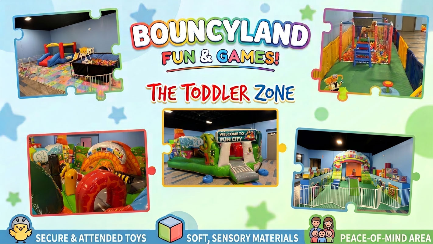 Bouncyland is a Family Activity Entertainment Center For Kids & Children in Muncie, Indiana! Features 15 bounce houses, toddler zone play area, arcade, birthday party hosting, My Plushy Pals where you can create your own stuffed animal, and concessions & dining! There's so many fun things for kids & children to do at Bouncyland in Muncie!